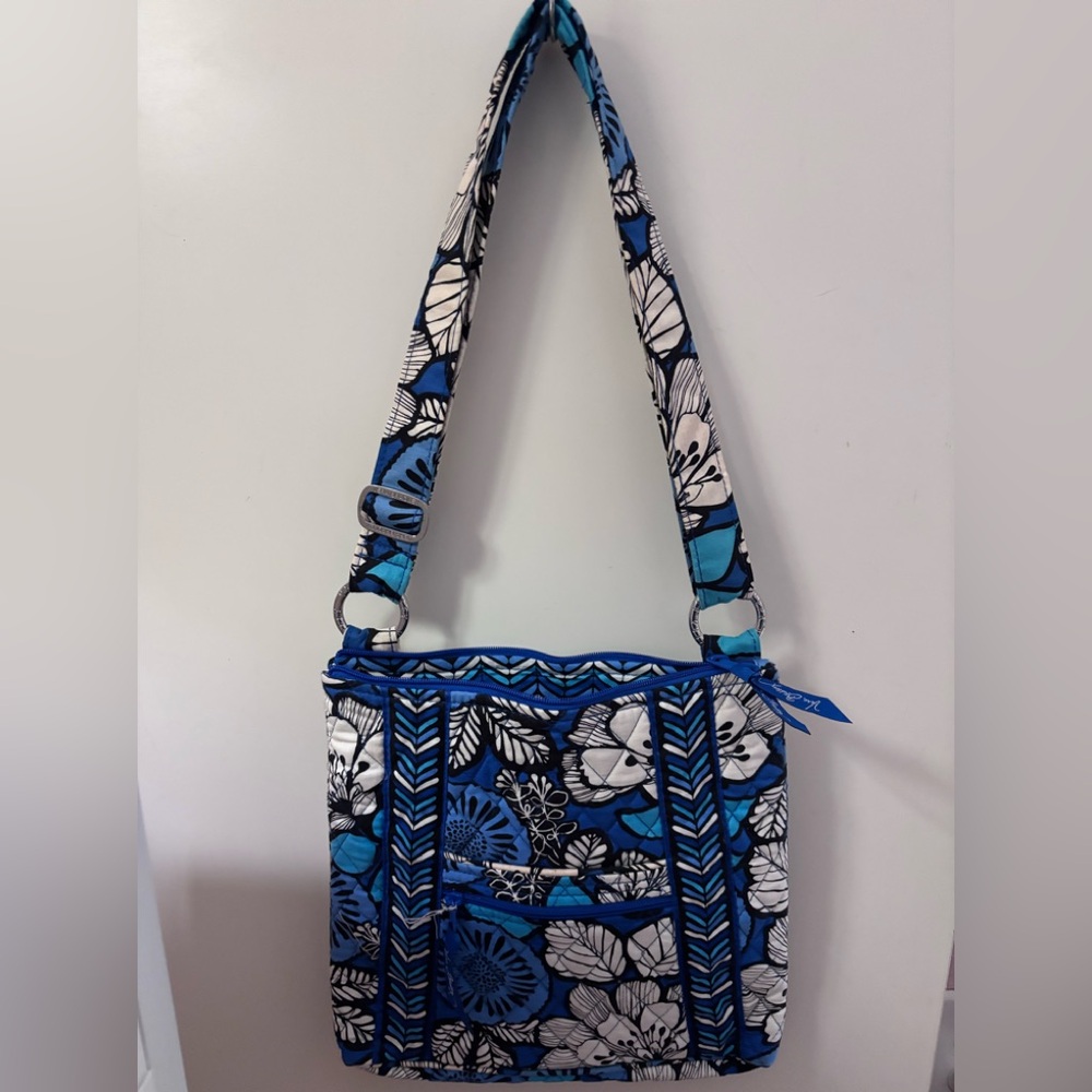 Vera Bradley Blue Bayou Floral Crossbody Blue White Tote Shoulder Bag
